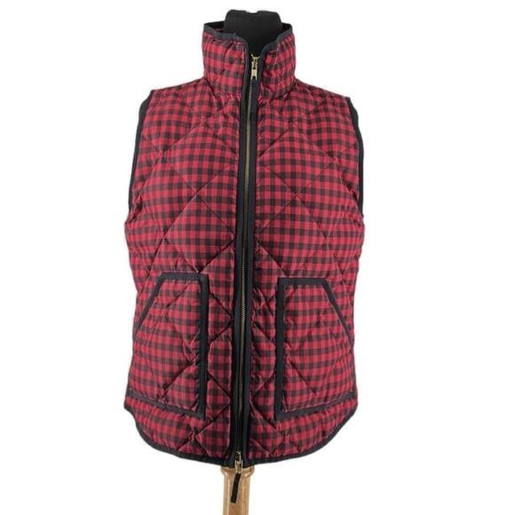 J. Crew Jackets & Blazers - J.Crew quilted vest down fil buffalo plaid cottage mountain outdoors sz sm